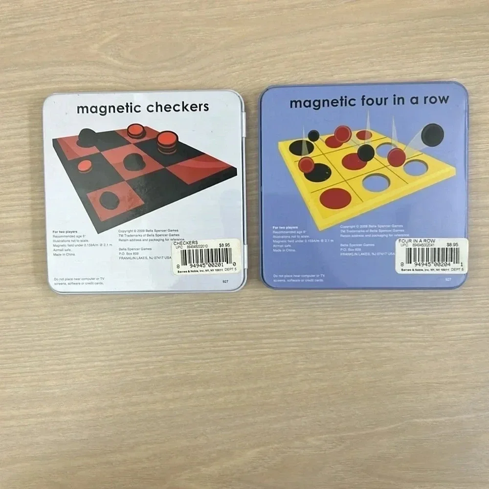 Magnetic checkers and magnetic four in a row travel games car games